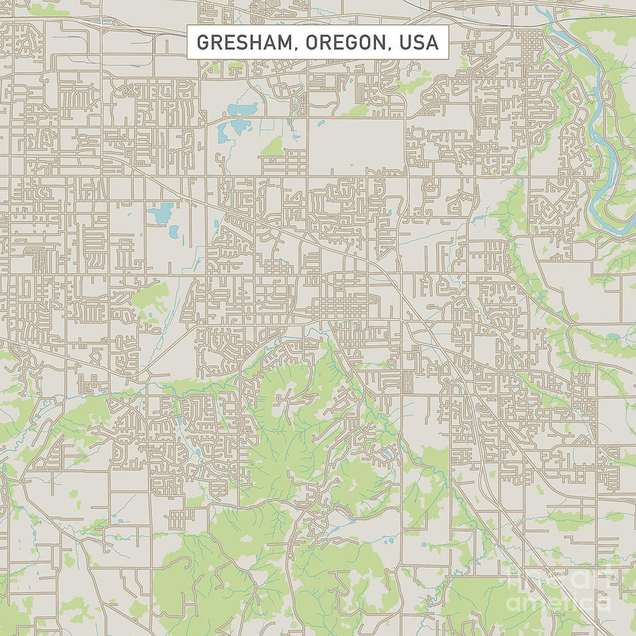 City Digital Art - Gresham Oregon US City Street Map by Frank Ramspott