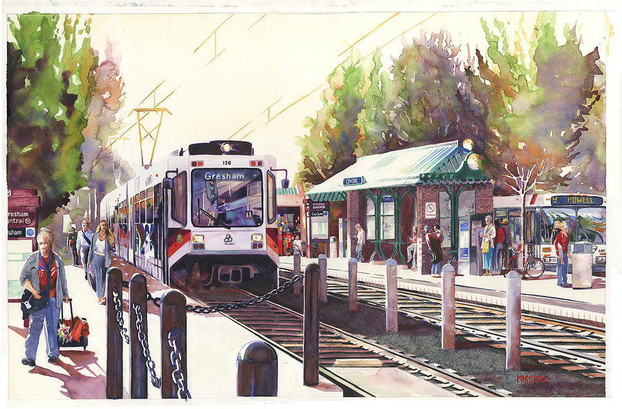 Transportation Painting - Gresham Station by Mike Hill