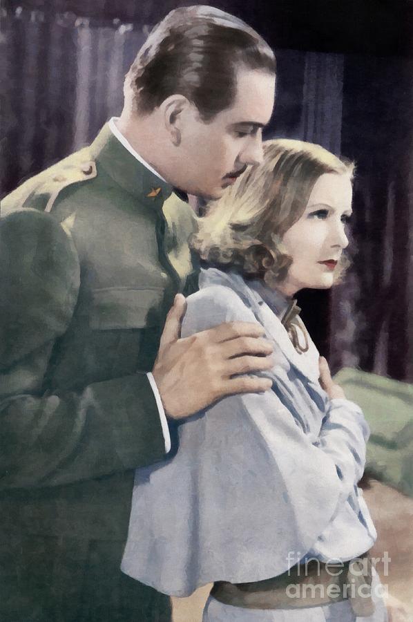 Greta Garbo and Melvyn Douglas Painting by Vincent Monozlay