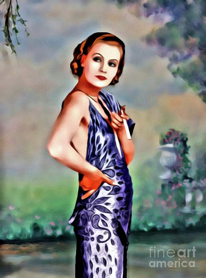 Greta Garbo, Hollywood Legend, Digital Art By Mary Bassett Digital Art