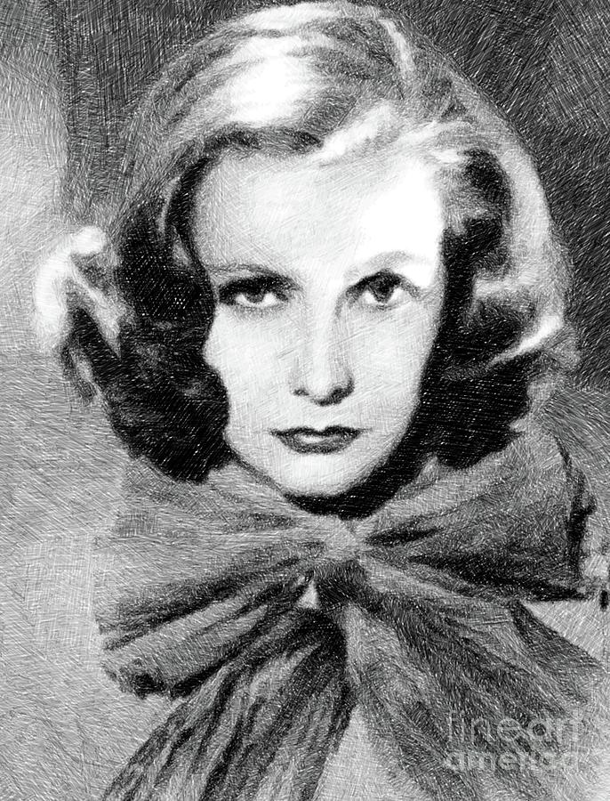 Hollywood Drawing - Greta Garbo, Vintage Actress by JS by Esoterica Art Agency