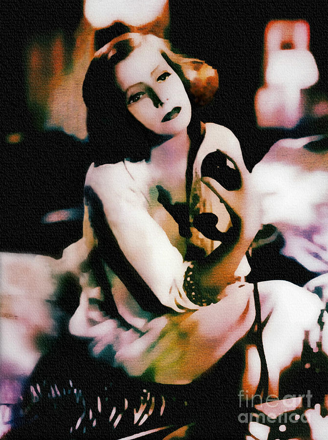 Greta Garbo - Vintage Painting Painting by Ian Gledhill