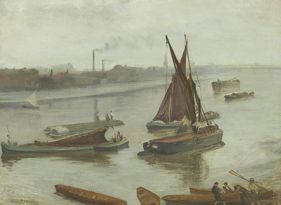 James Abbott Mcneill Whistler Painting - Grey and Silver Old Battersea Reach by James McNeill Whistler