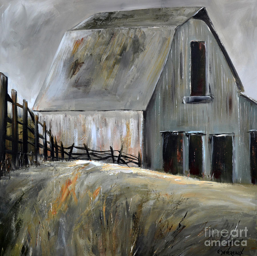 Horse Painting - Grey Barn by Cher Devereaux