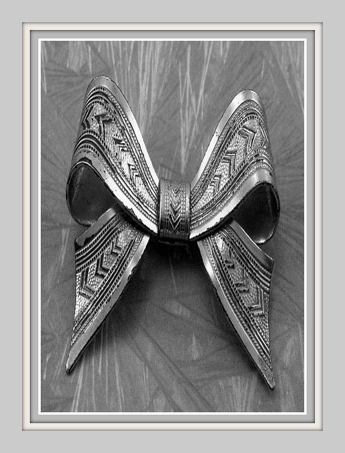 Grey Bow Digital Art by Mary Russell