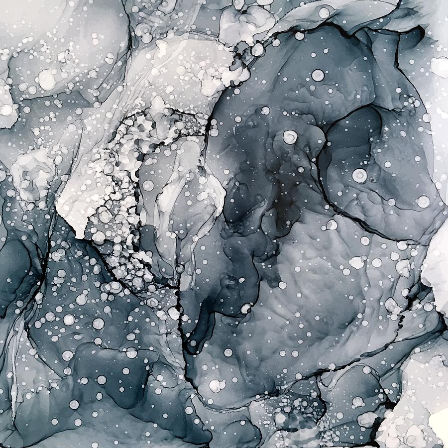 Abstract Painting - Grey Bubble Painting by Elizabeth Karlson