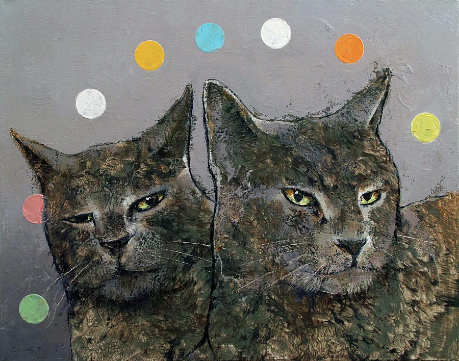 Grey Cats Painting by Michael Creese