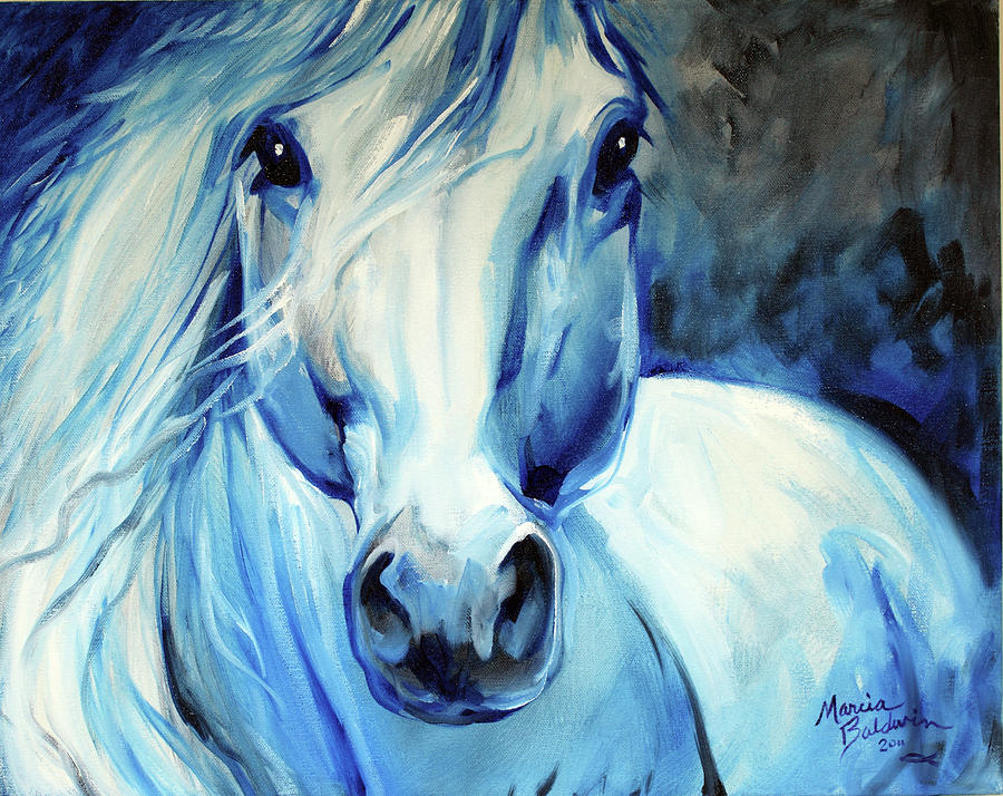 Abstract Painting - Grey Ghost Equine by Marcia Baldwin