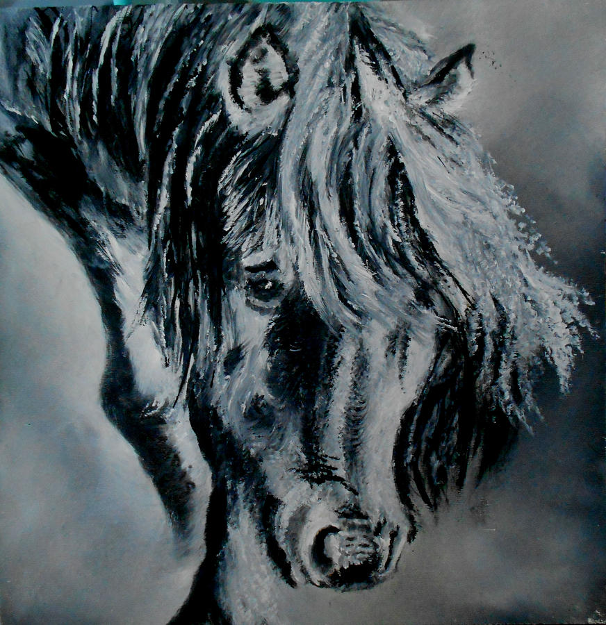 Grey Horse Painting by Maris Sherwood