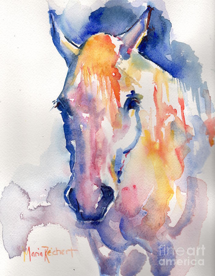 Horse Watercolor Painting - Grey Horse Watercolor Be Uncommon by Maria Reichert