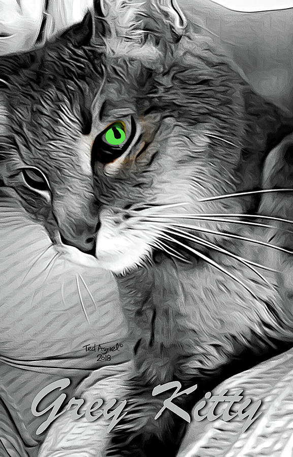 Grey Kitty Digital Art by Ted Azriel