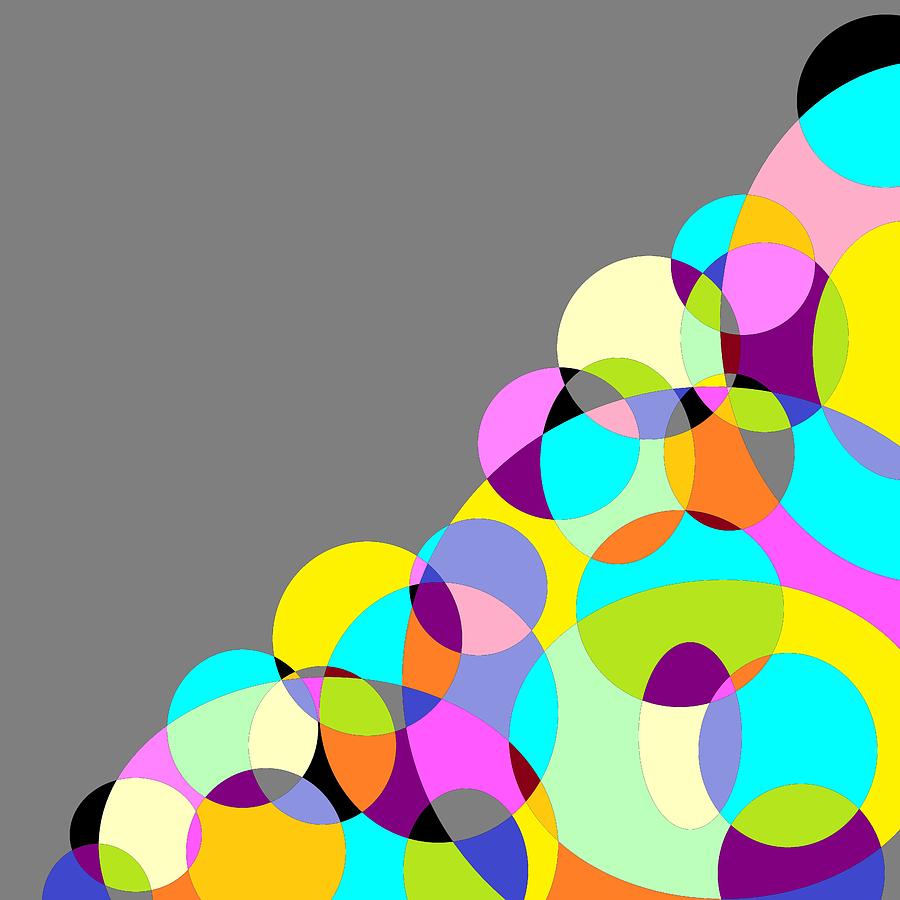 Grey Multicolored Circles Abstract Digital Art by Marianna Mills