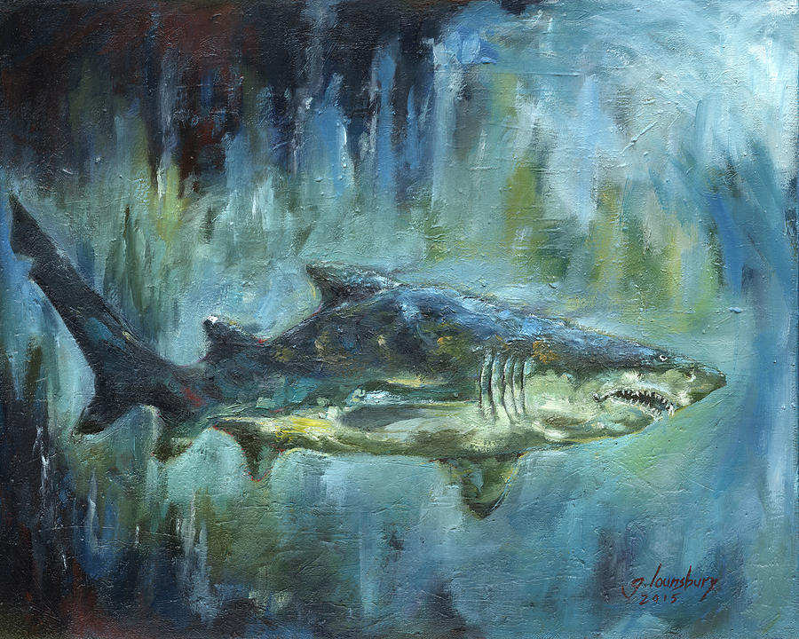 Grey Nurse Shark Painting by Grant Lounsbury