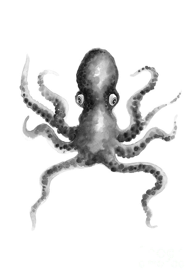 Jules Verne Painting - Grey octopus by Joanna Szmerdt