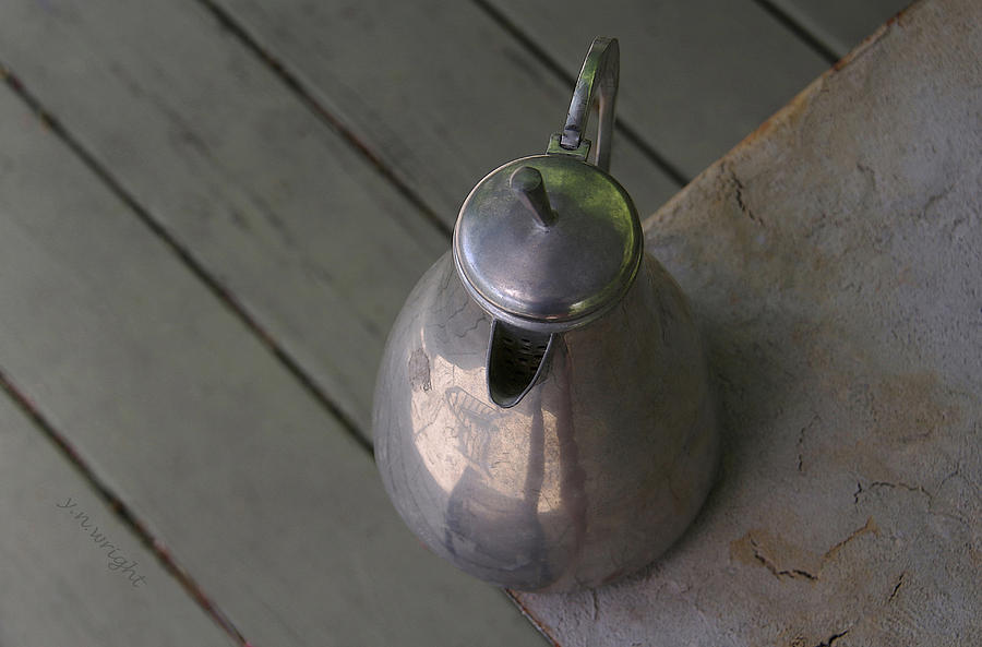 Grey On Grey - Pewter Pot Still Life Photograph by Yvonne Wright