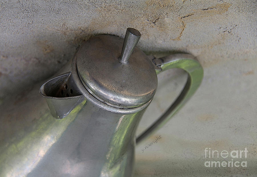 Grey-On-Grey Still Life with Vintage Teapot Photograph by Yvonne Wright