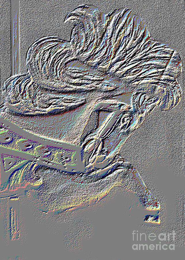 Grey Stone Carousel Horse Digital Art by Patty Vicknair