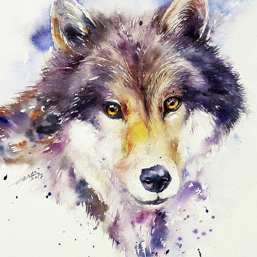 Grey Wolf Painting by Arti Chauhan