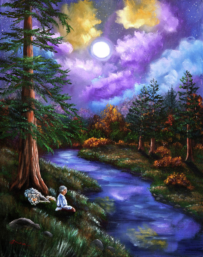 Grey Wolf Warrior Meditation Painting by Laura Iverson