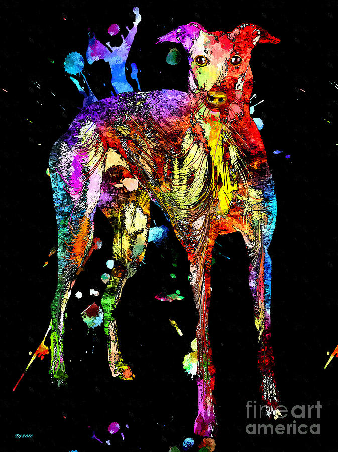 Greyhound Black Grunge Mixed Media