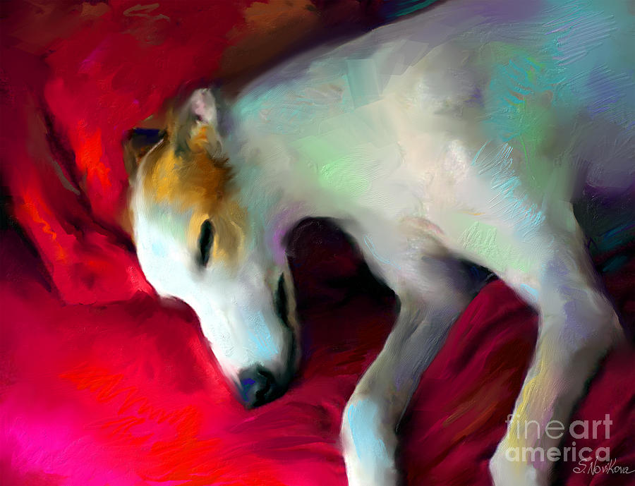 Greyhound Dog portrait  Painting by Svetlana Novikova