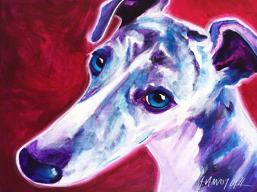 Portrait Painting - Greyhound - Myrtle by Dawg Painter