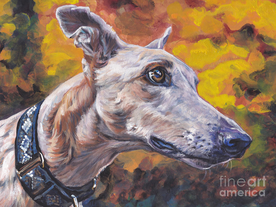 Greyhound Portrait Painting by Lee Ann Shepard