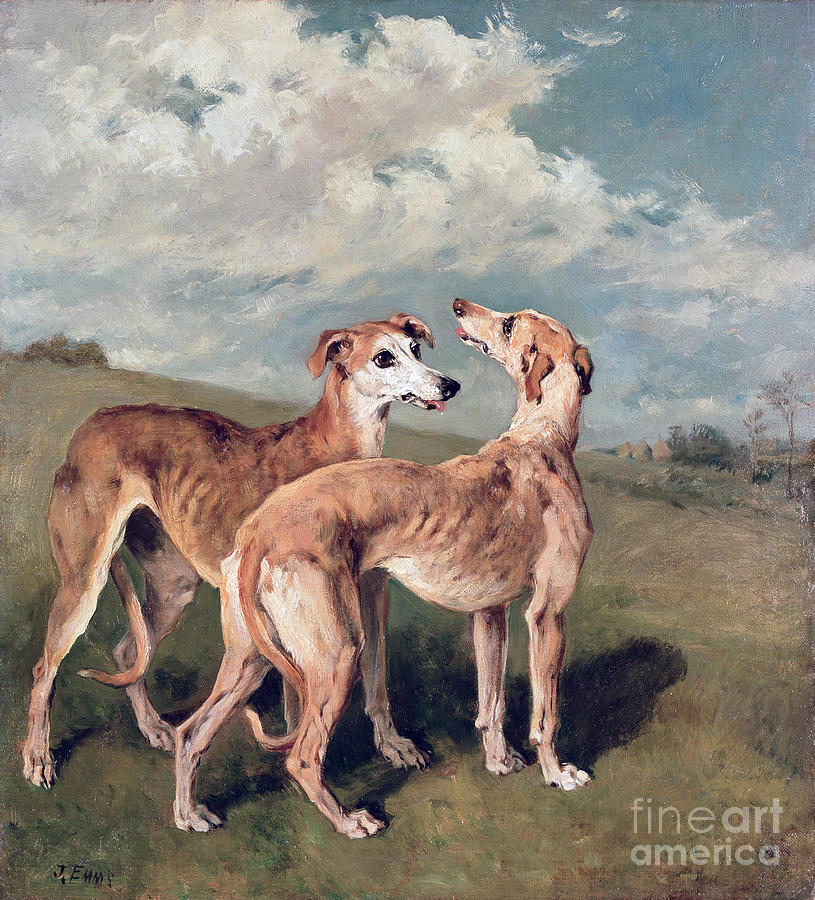 Greyhounds Painting by John Emms