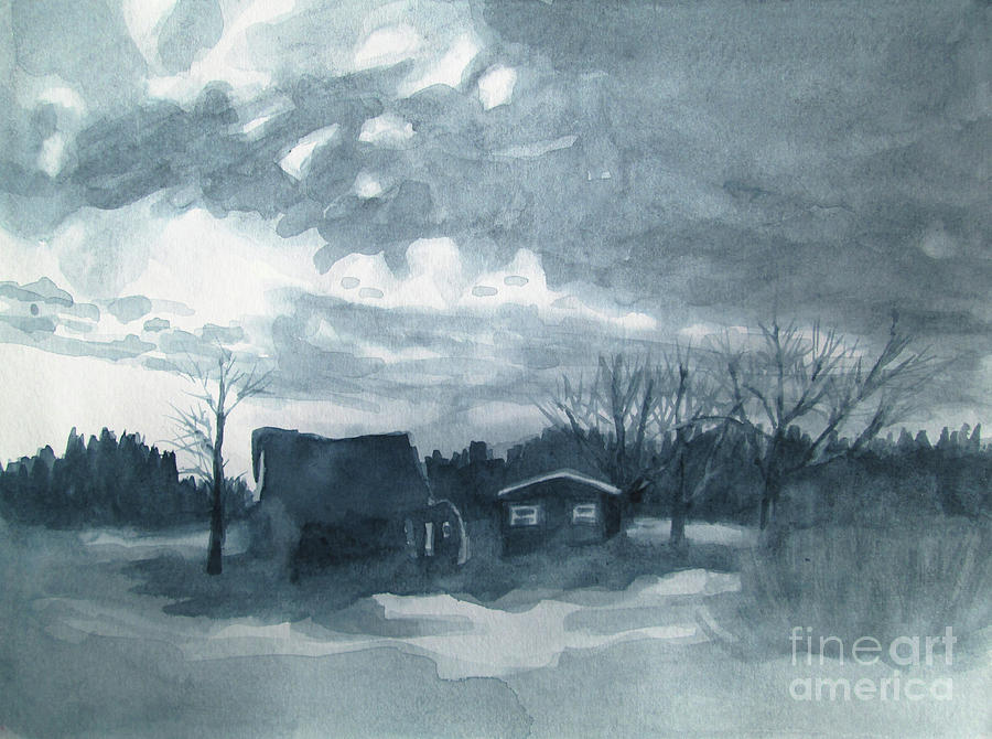 Greyscale Landscape 1 Painting by Kathy Braud