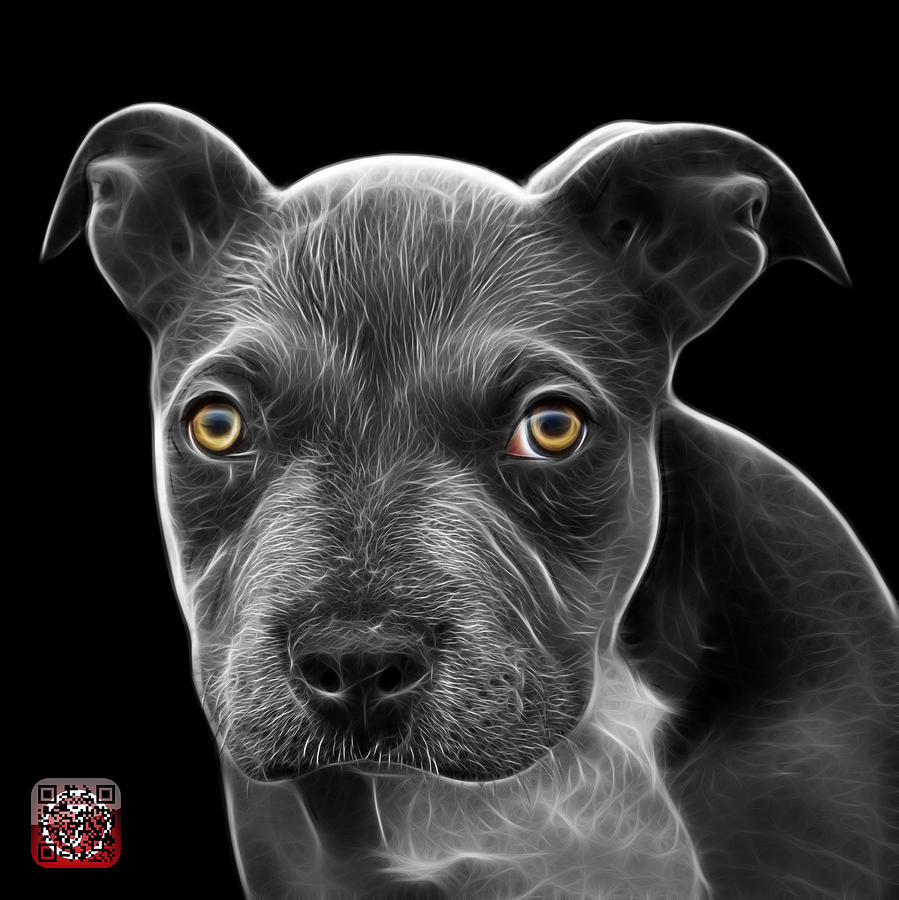 Greyscale Pitbull puppy pop art - 7085 BB Painting by James Ahn