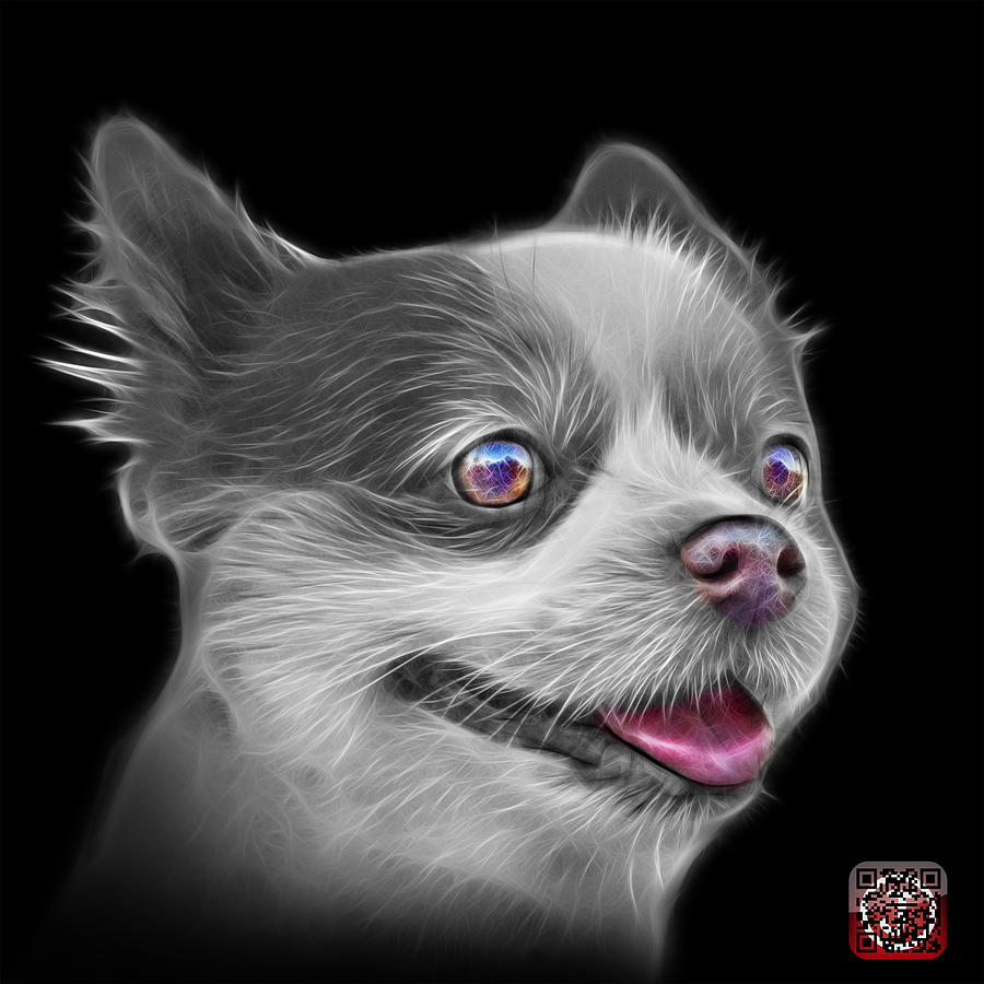 Greyscale Pomeranian dog art 4584 - BB Painting by James Ahn