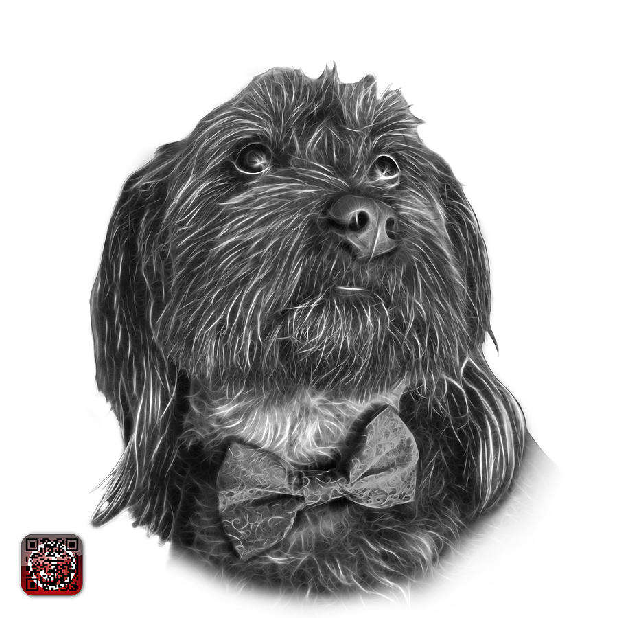 Greyscale Schnoodle Pop Art - 3687 Painting by James Ahn