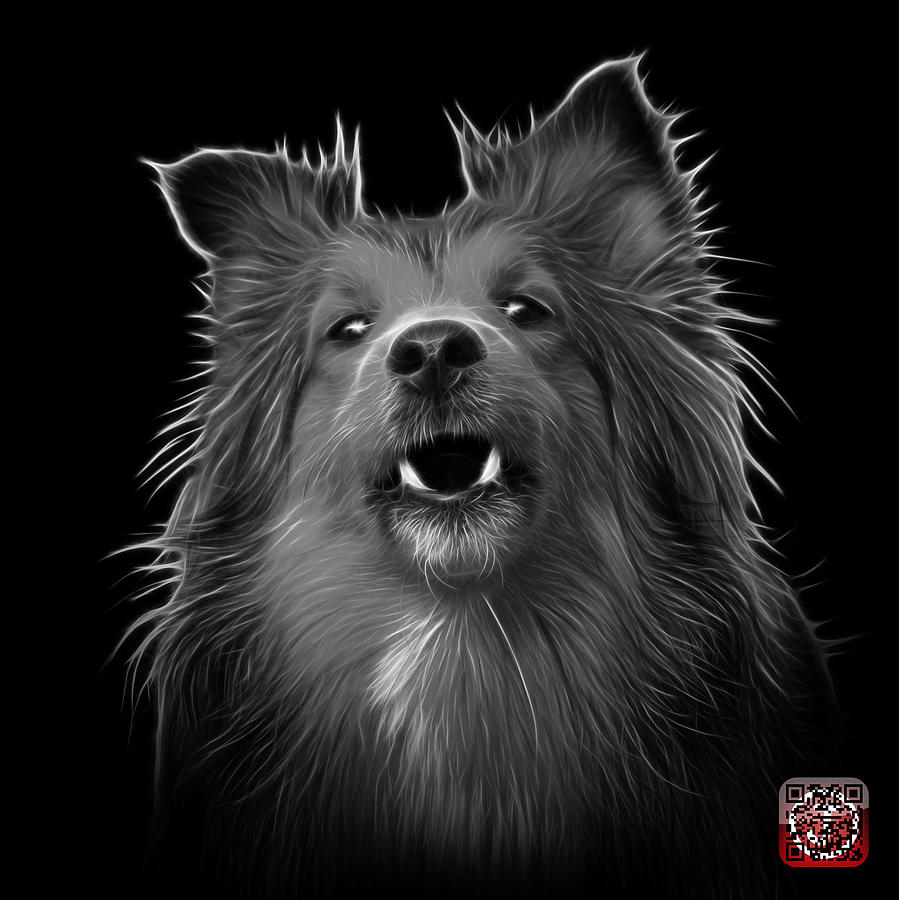 Greyscale Sheltie Dog Art 0207 - BB Painting by James Ahn