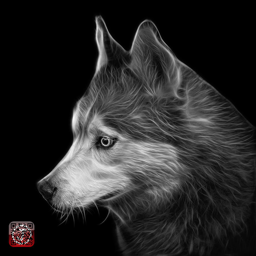 Greyscale Siberian Husky Art - 6048 - BB Painting by James Ahn