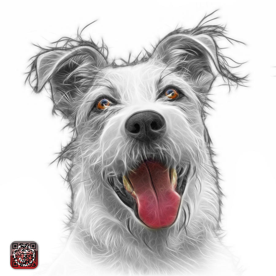 Greyscale Terrier Mix 2989 - WB Painting by James Ahn