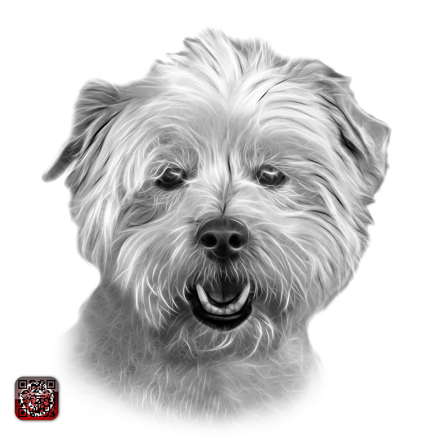 Greyscale West Highland Terrier Mix - 8674 - WB Mixed Media by James Ahn
