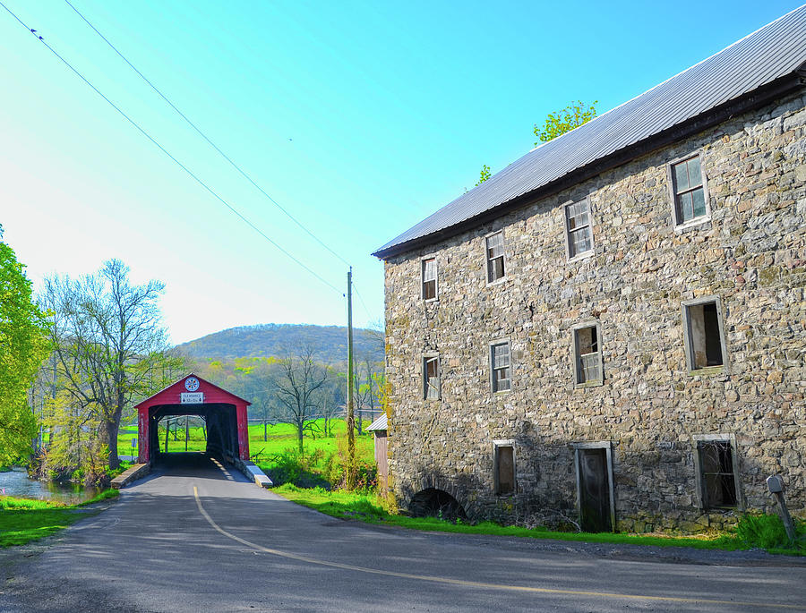 Griesemers Mill And Covered Bridge in Berks County Pa Photograph by Bill Cannon