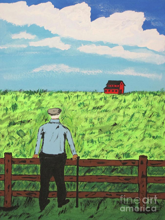 Griff and The Red Barn Painting by Jeffrey Koss