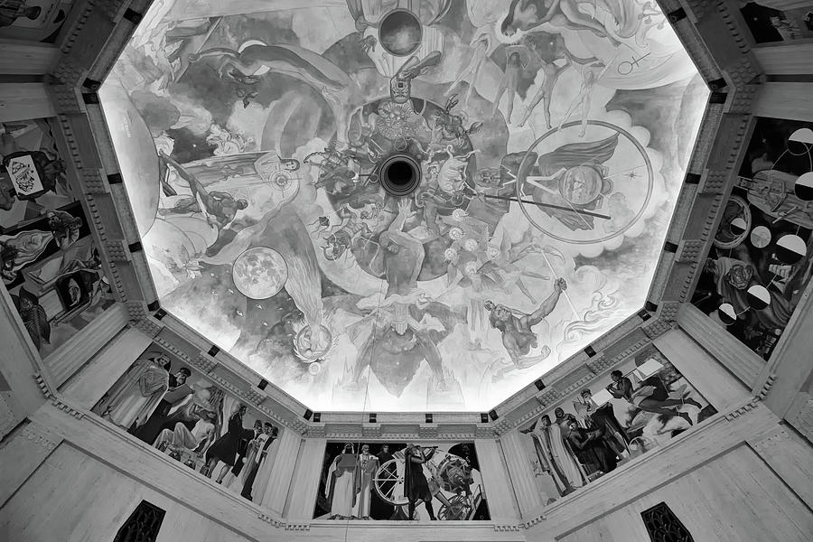 Griffith Observatory Rotunda Art - Black and White Rendition Photograph by Ram Vasudev