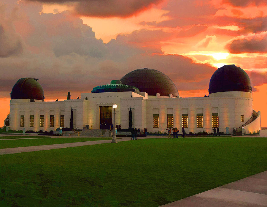 Griffith Park Observatory Digital Art by Timothy Bulone