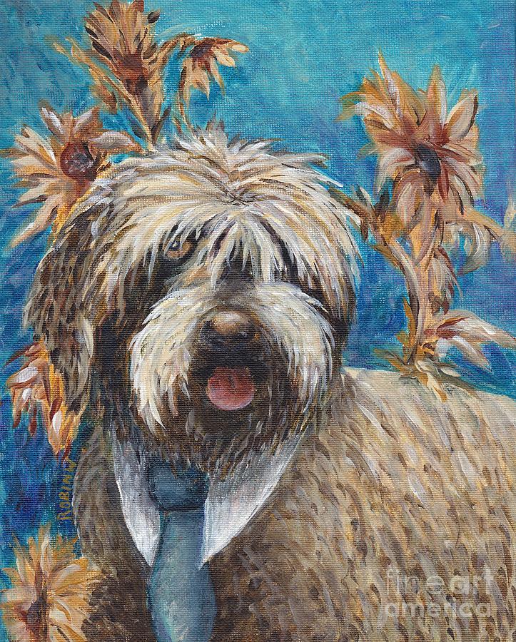 Griffon with Sunflowers Painting by Robin Wiesneth
