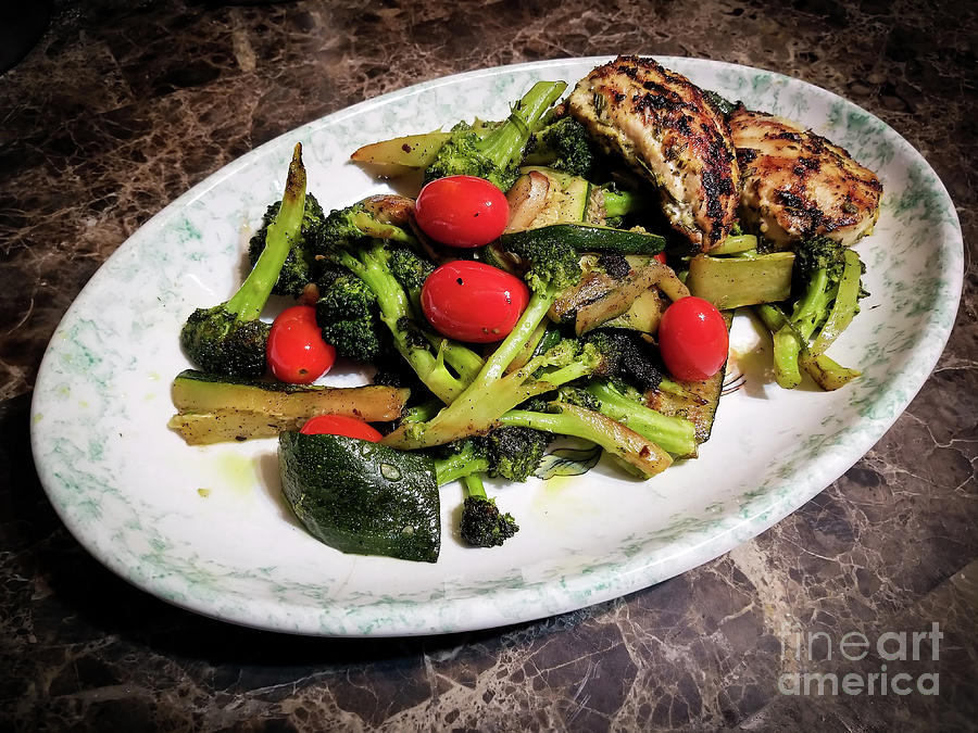 Grilled chicken and vegtables Photograph by Sam Rino