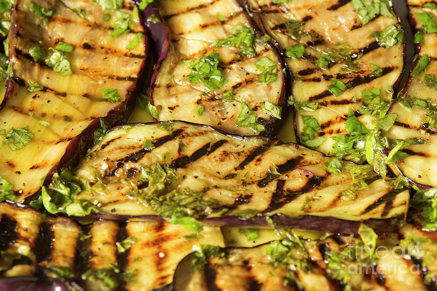 Grilled eggplant  Photograph by Patricia Hofmeester