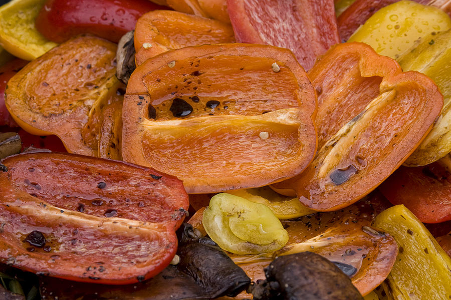 Vegetable Photograph - Grilled Roasted Red Bell Peppers by James BO Insogna