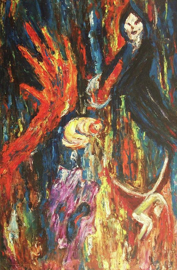 Abstract Painting - Grim Reaper Mystery of Death by Suzanne  Marie Leclair