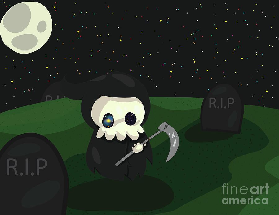Grim Digital Art - Grim Reaper by Veronica Ely
