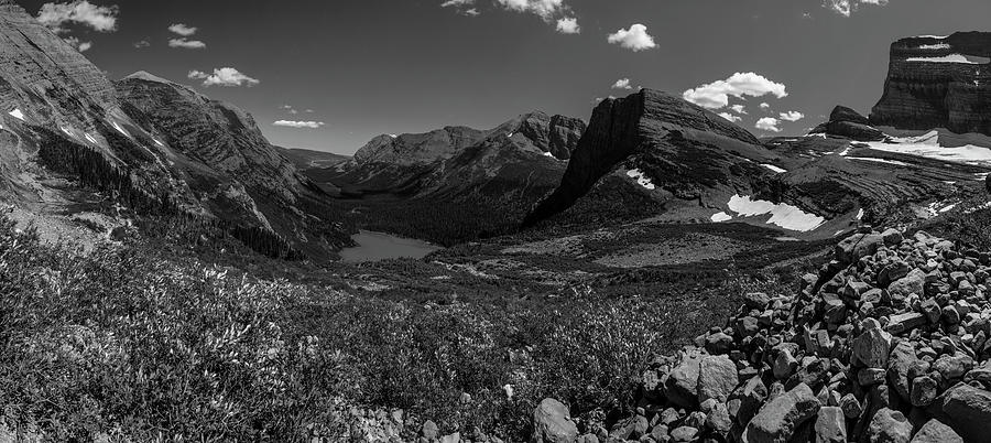Grinnell Lake Black and White Panoramic  Photograph by John McGraw