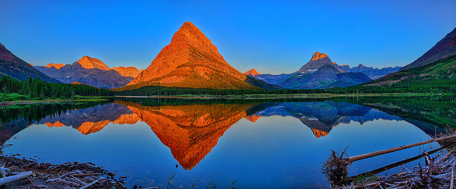 Glacier National Park Photograph - Grinnell Point Alpenglow Panorama by Greg Norrell