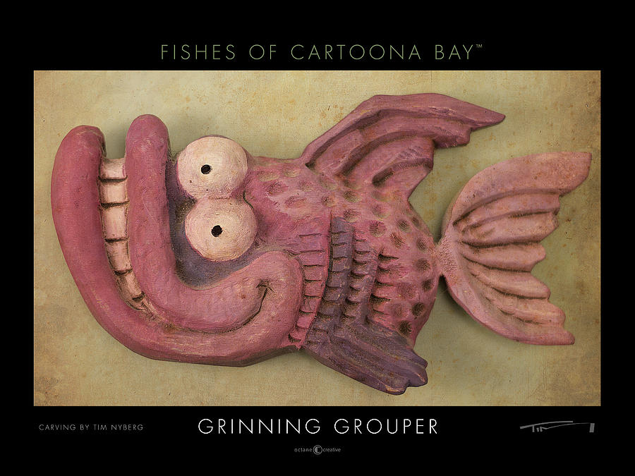 Grinning Grouper Cartoonafish Sculpture by Tim Nyberg