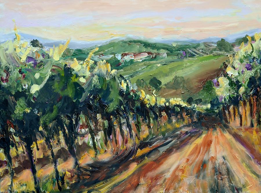 Grinzing Vineyard Painting by Donna Tuten